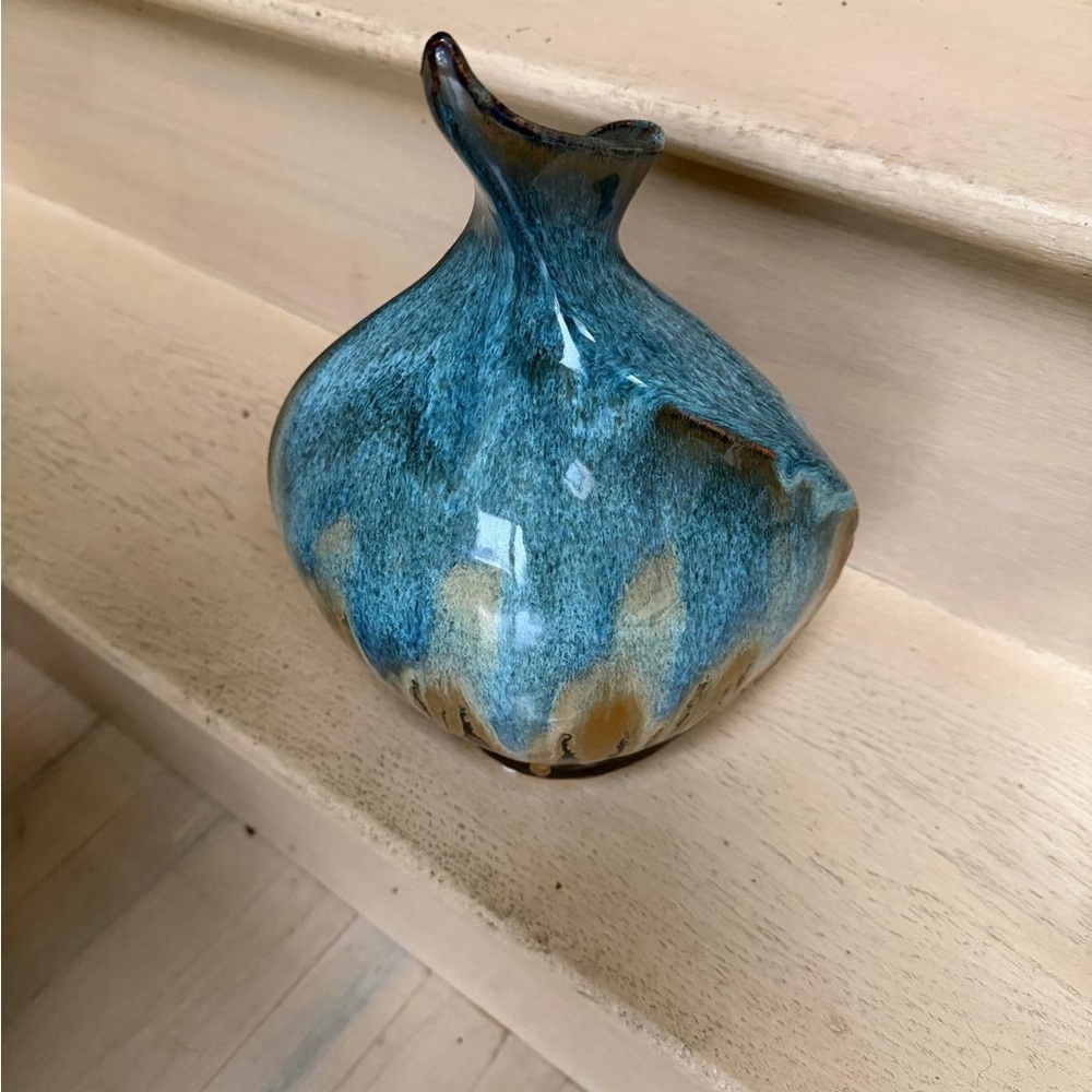 Elegant Blue and Brown Ceramic Vase